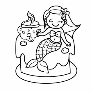 Mermaid Cake with Colorful Sprinkles Coloring Page | Mermaid Cake 塗色頁