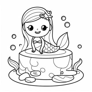 Underwater Mermaid Cake Coloring Page | Mermaid Cake 塗色頁