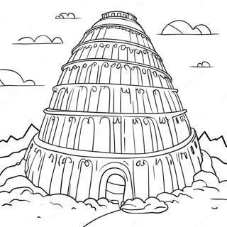 Colorful Tower of Babel Scene Coloring Page | Tower of Babel 塗色頁