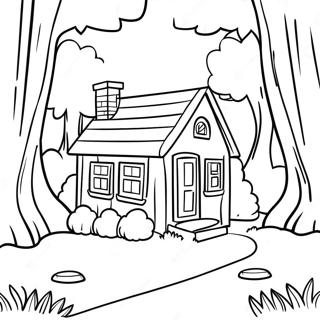Cozy Little House in the Big Woods Coloring Page | Little House in the Big Woods 塗色頁