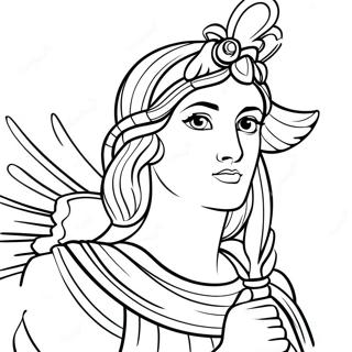 Wise Athena with Owl Coloring Page