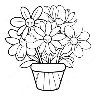 Cute Mothers Day Flowers Coloring Page