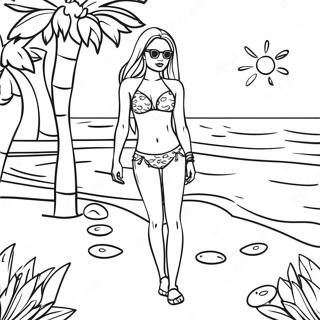 Malibu Barbie Beach Party Coloring Page | Malibu Barbie 塗色頁