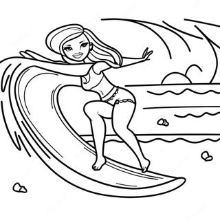 Malibu Barbie Surfing Adventure Coloring Page | Malibu Barbie 塗色頁