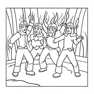 Fiery Furnace with Dancing Flames Coloring Page | Fiery Furnace 塗色頁