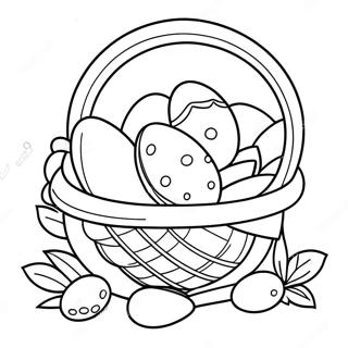 Easter Basket with Colorful Eggs Coloring Page | Easter Basket 塗色頁