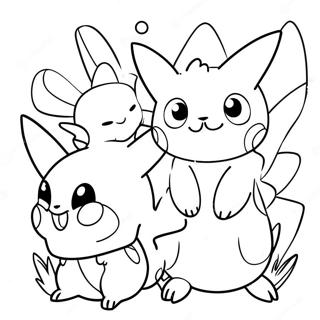 Cute Pokemon Characters Coloring Page | Pokemon Clipart Black and White 塗色頁
