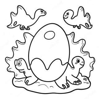 Colorful Dino Egg Nesting Scene Coloring Page | Dino Egg 塗色頁