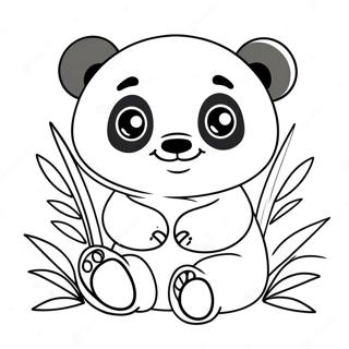 Cute Kawaii Panda with Bamboo Coloring Page | Kawaii Panda 塗色頁