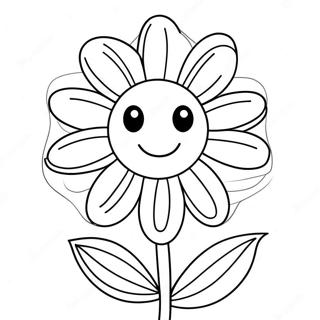 Cute Daisy with Smiling Face Coloring Page | Daisy 塗色頁