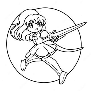 Sailor Saturn in Action Coloring Page | Sailor Saturn 塗色頁