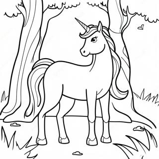 Majestic Last Unicorn in a Forest Coloring Page | The Last Unicorn 塗色頁