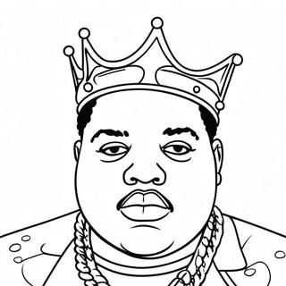 Biggie Smalls with Crown Coloring Page | Biggie Smalls 塗色頁