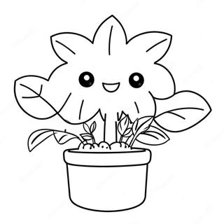Kawaii Plant Coloring Page | Kawaii Plant 塗色頁