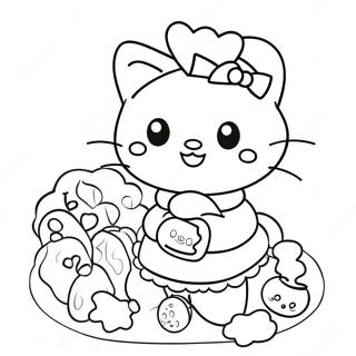 Hello Kitty Baking Delicious Cookies Coloring Page | Hello Kitty Cooking 塗色頁