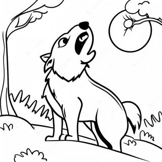 Majestic Wolf Howling at the Moon Coloring Page | Wolf Mythical Creatures 塗色頁