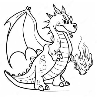 Fierce Fire-Breathing Dragon Coloring Page