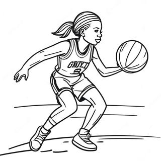 Girl Basketball Player Dribbling Coloring Page | Girl Basketball Player 塗色頁