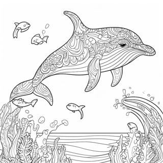 Whale Swimming in the Ocean Coloring Page