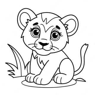 Adorable Baby Lion Cub Coloring Page | Baby Animal 塗色頁