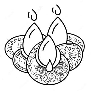 Colorful Diwali Diyas Coloring Page | Diwali 塗色頁