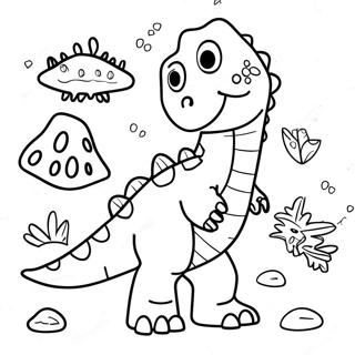 Dino Dana with Colorful Dinosaurs Coloring Page | Dino Dana 塗色頁