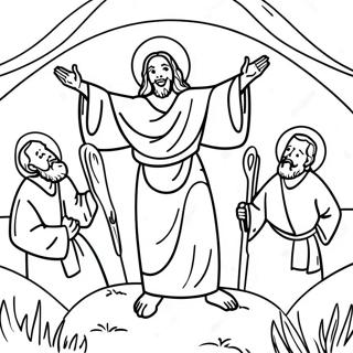Joyful Resurrection Scene Coloring Page | Resurrection 塗色頁