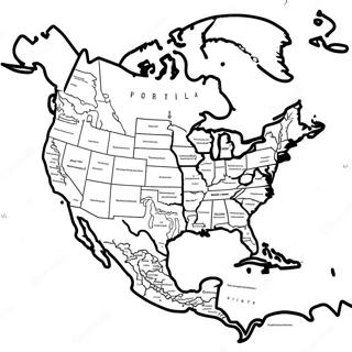 Detailed North America Map Coloring Page | North America Map 塗色頁