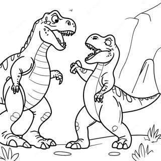 Giganotosaurus vs T Rex Battle Coloring Page | Giganotosaurus vs T Rex 塗色頁