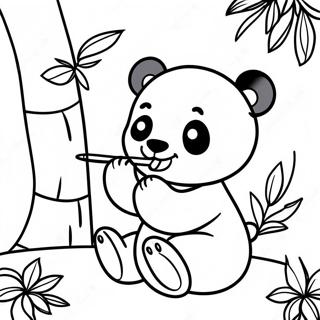 Cute Panda Eating Bamboo Coloring Page | Panda for Adults 塗色頁