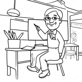 Creative Teacher in Classroom Coloring Page | Best Teacher 塗色頁