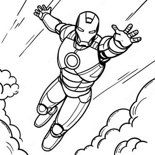 Iron Man Flying Through the Sky Coloring Page | Iron Man Mask 塗色頁