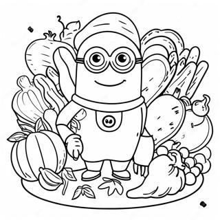 Minion Thanksgiving Feast Coloring Page | Minion Thanksgiving 塗色頁