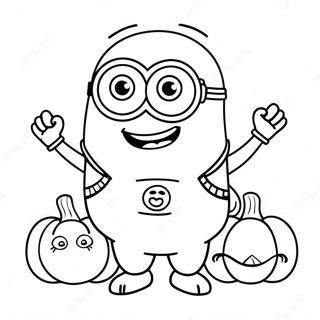 Happy Minion with Pumpkin Coloring Page | Minion Thanksgiving 塗色頁