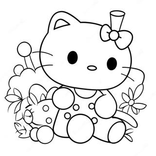 Hello Kitty with Friends Coloring Page | Sanrio Anime 塗色頁