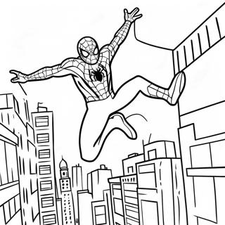 Spider Man Far From Home Swinging Through City Coloring Page | Spider Man Far From Home 塗色頁
