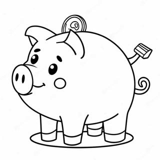 Cute Piggy Bank Savings Tracker Coloring Page | Savings Tracker 塗色頁