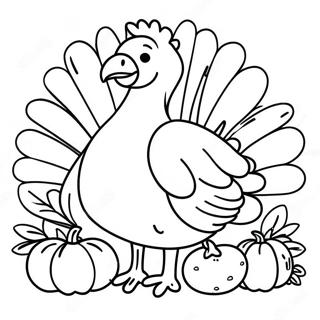 Colorful Thanksgiving Turkey Coloring Page | Thanksgiving Food 塗色頁