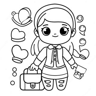 Cute Roblox Preppy Girl with Accessories Coloring Page | Roblox Preppy Girl 塗色頁