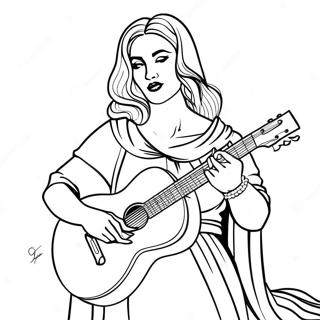 Madonna with Guitar Coloring Page | Madonna 塗色頁