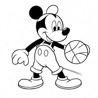Mickey Mouse Dribbling Basketball Coloring Page | Mickey Mouse Basketball 塗色頁