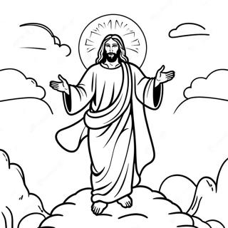 Radiant Jesus Ascending Coloring Page | Jesus Ascension 塗色頁