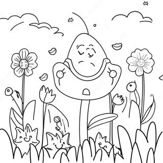 Colorful Preppy Flower Garden Coloring Page | Preppy Flower 塗色頁