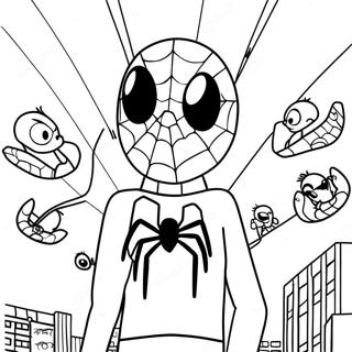 Friendly Spider Man Among Us Character Coloring Page | Among Us Spider Man 塗色頁