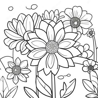 Beautiful Dahlia Garden Coloring Page | Dahlia 塗色頁