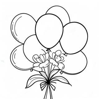 Colorful Balloon Bouquet Coloring Page | Balloon 塗色頁