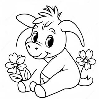 Baby Eeyore with Flowers Coloring Page | Baby Eeyore 塗色頁
