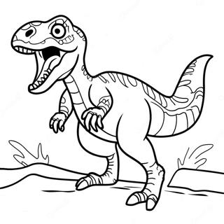 Ferocious Velociraptor Attack Coloring Page | Dinosaurs Fighting 塗色頁