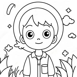 Cute Anime Boy with Big Eyes Coloring Page | Cute Anime Boy 塗色頁