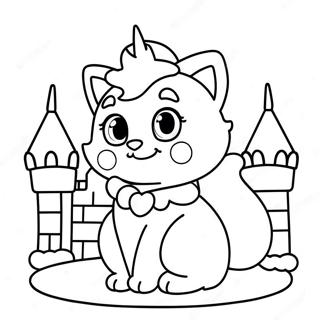 Cute Princess Peach Cat in a Castle Coloring Page | Princess Peach Cat 塗色頁